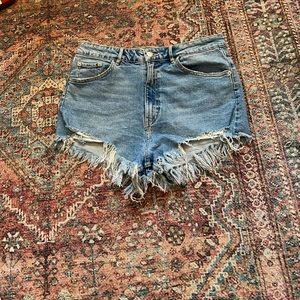 High waisted denim shorts
